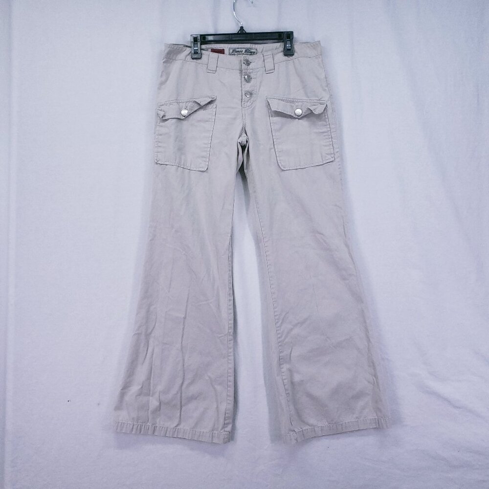 Paris Blues Soulmate Beige Button Up Front Pockets Wide Leg Cargo Pants Size 7